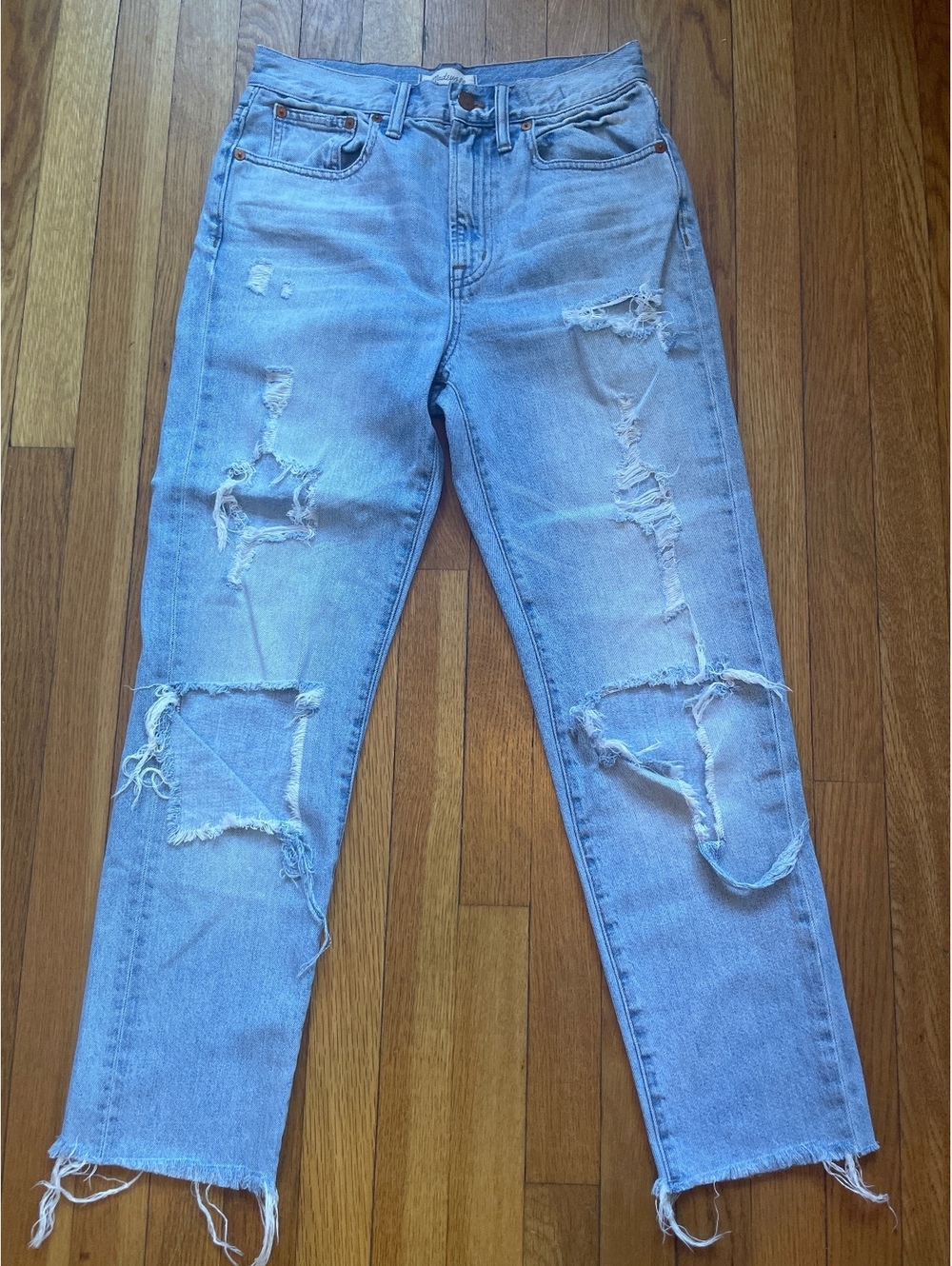 Madewell Perfect Vintage Jeans 26 Light Wash Distressed Straight 90s Grunge VSCO